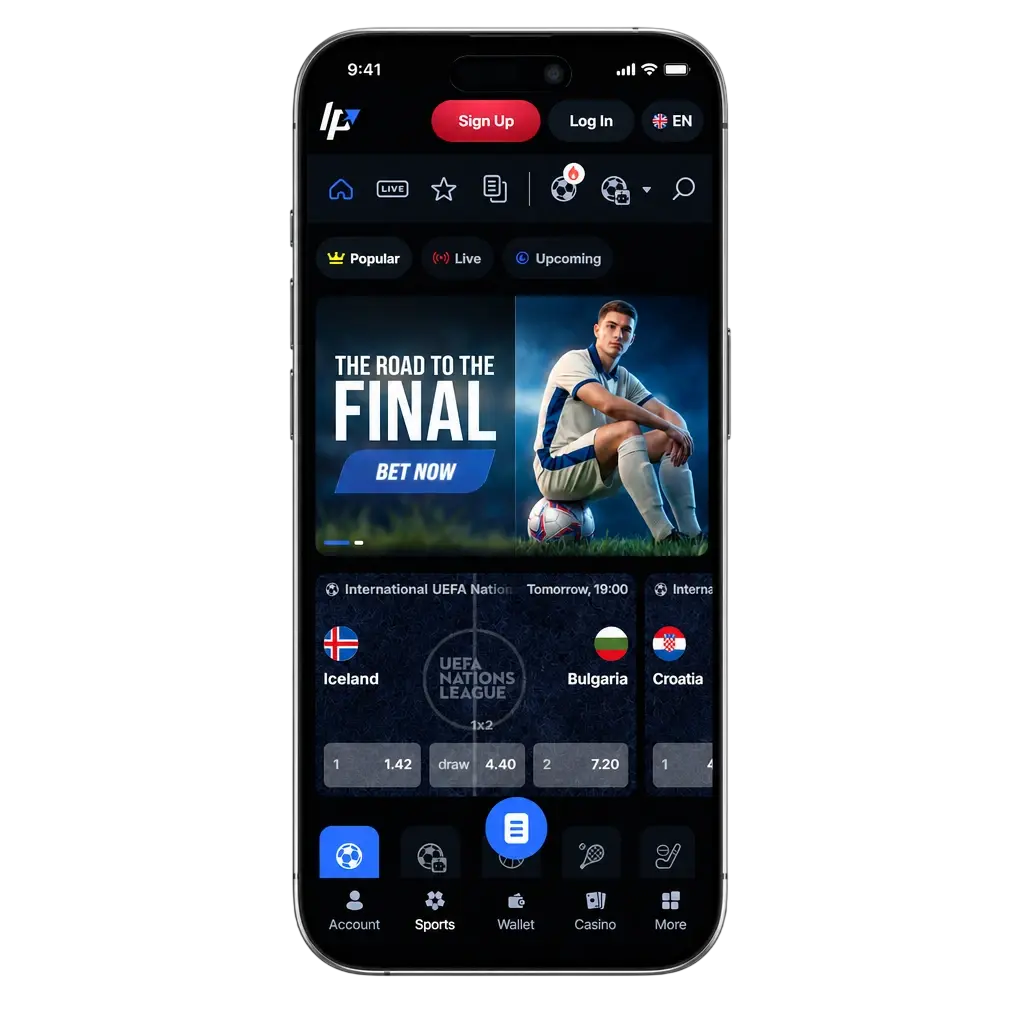 Ícone do aplicativo LineUp para baixar em Android e iOS no Brasil, formato PWA com apostas e cassino online