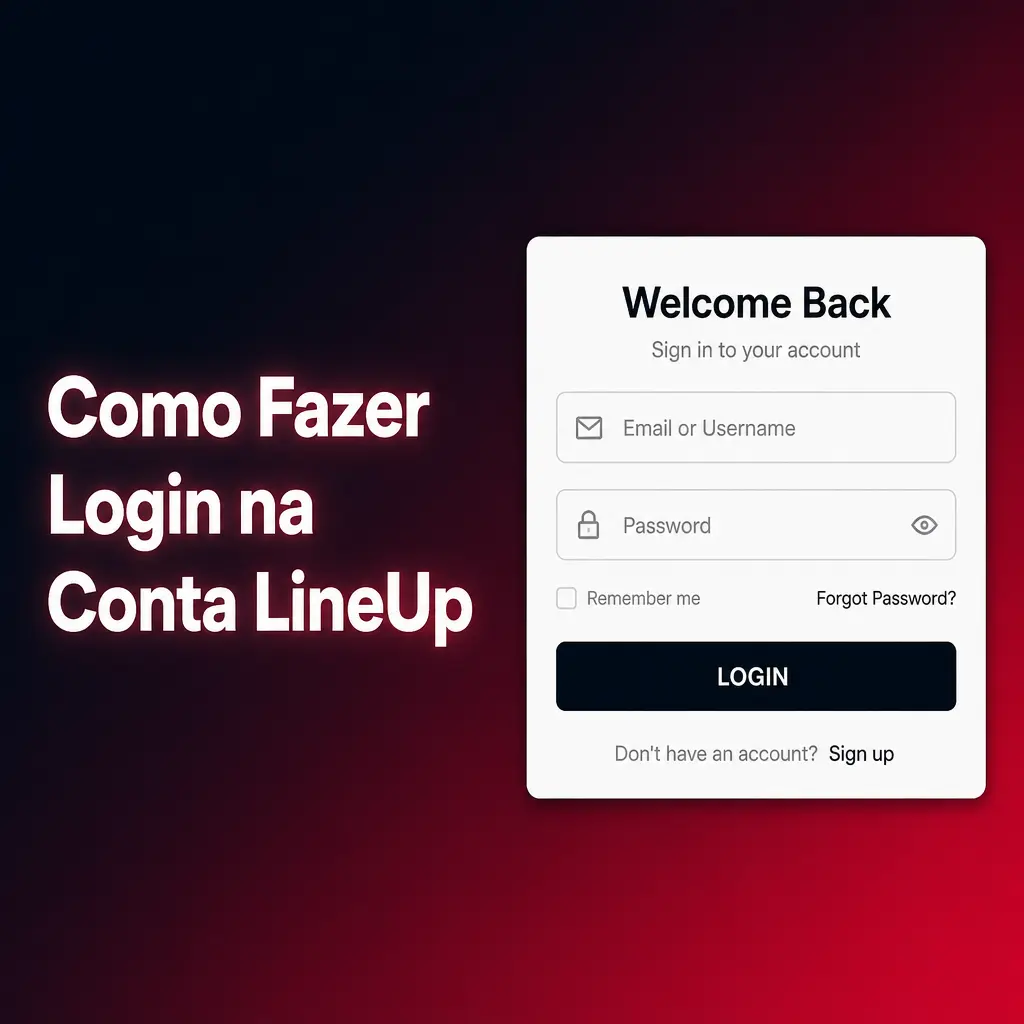 Tela de login da LineUp mostrando campos para e-mail, senha e acesso rápido via Google para entrar na conta.