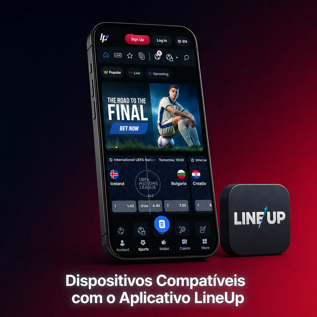 Dispositivos compatíveis com o app LineUp: Samsung, Motorola, Xiaomi e iPhones testados em Android e iOS