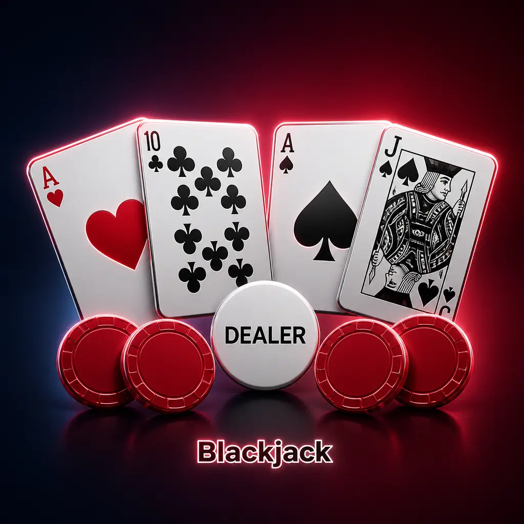 Mesa de blackjack ao vivo com crupiê, cartas e fichas, representando jogos de 21 pontos disponíveis na LineUp